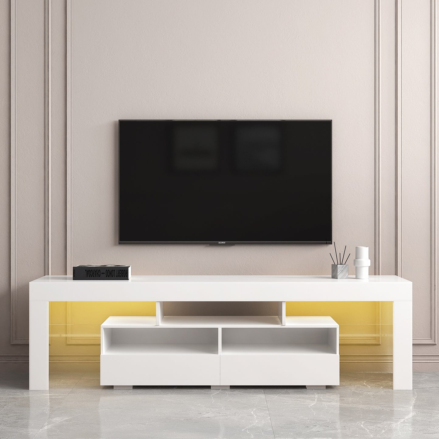 1st Choice Modern Living Room Furniture TV Stand Cabinet in White