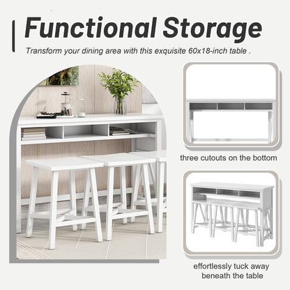 1st Choice Farmhouse Counter Height 4-Piece Dining Table Set in White