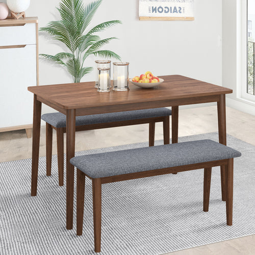 1st Choice Modern Rectangular Dining Table Set Furniture with 2 Benches