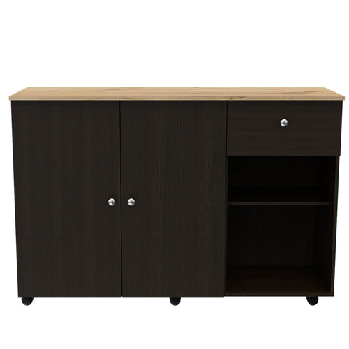 1st Choice Kitchen Island Cart with Double Door Cabinet in Black