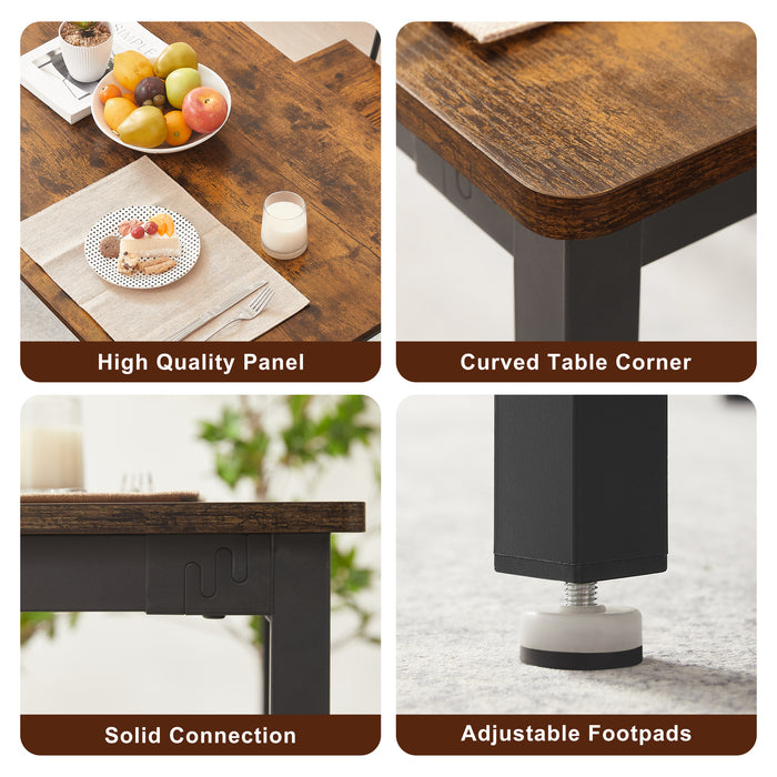 1st Choice Modern Dining Table and Chair Set With Curved Back in Rustic Brown