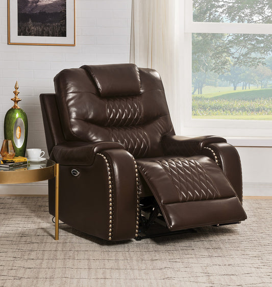 1st Choice Contemporary Elegant Braylon Power Motion Recliner in Brown