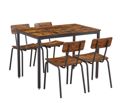 1st Choice Modern Dining Table and Chair Set With Curved Back in Rustic Brown