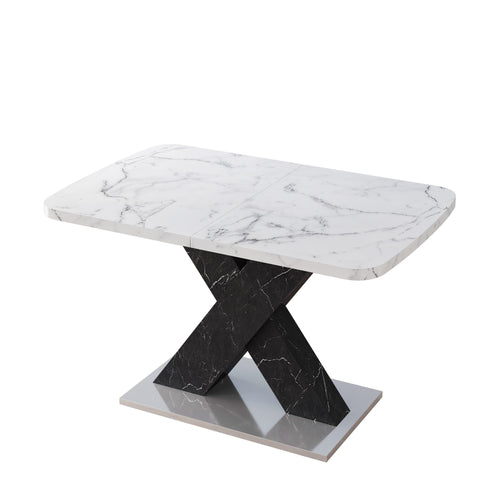 1st Choice Modern Square Stretchable Dining Table in White Marble