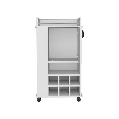 1st Choice Fraser Bar Cart with 6 Built-in Wine Rack Casters in White