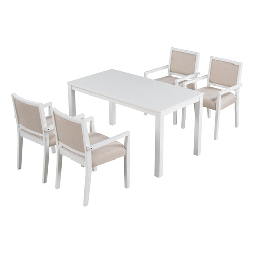 1st Choice Timeless Elegance: 5-Piece Dining Table Set with Upholstered Arm Chairs