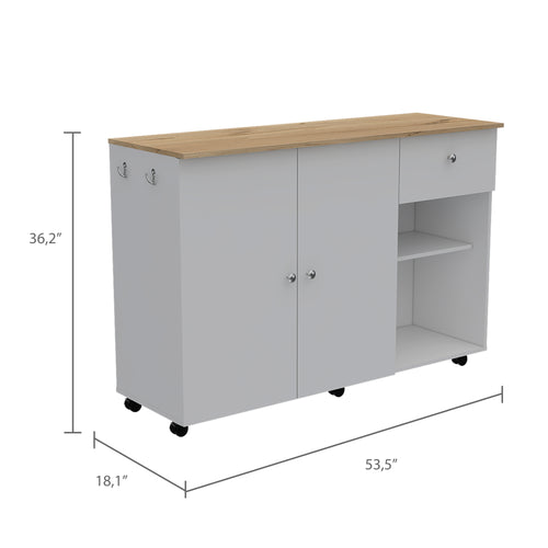 1st Choice Double Door Cabinet Kitchen Island Cart Victoria in White / Light Oak