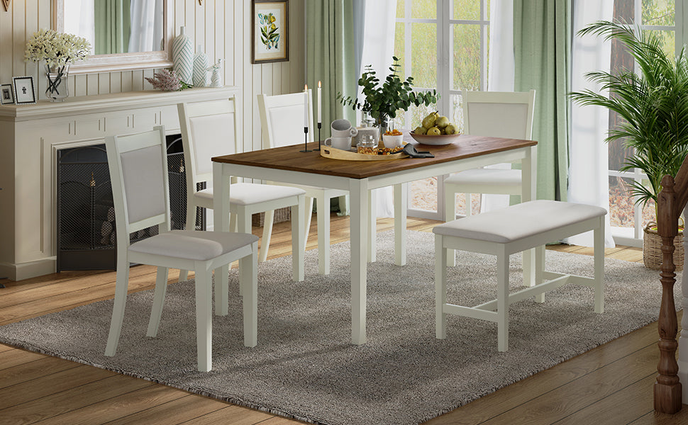 1st Choice Contemporary Rustic Solid Wood Dining Table Set in Brown