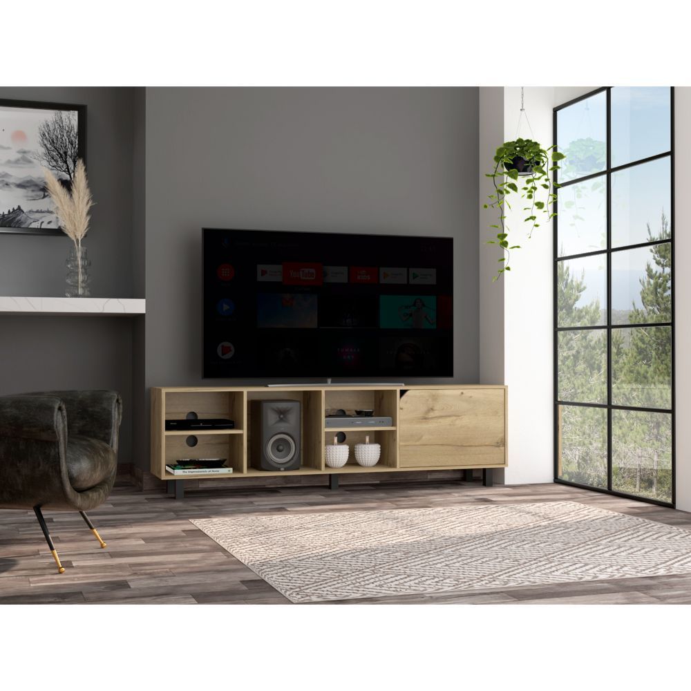 1st Choice Modern Elegant Harwich 5-Shelf TV Stand in Light Oak Finish