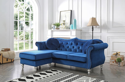 1st Choice Modern Glory Furniture Hollywood Sofa Chaise in Navy Blue