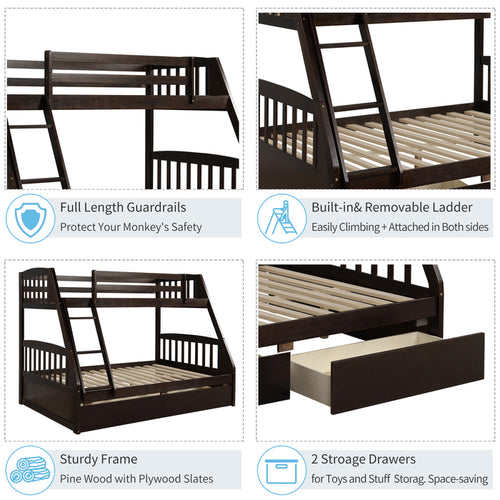 1st Choice Elevate Your Sleep with the Espresso Twin Storage Bunk Bed - Solid Pine