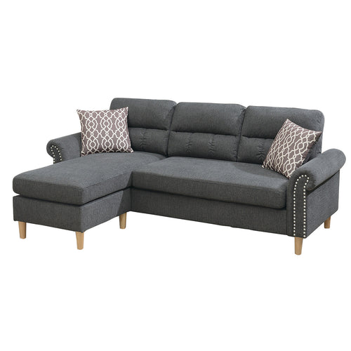 1st Choice 2 Piece Contemporary Sectional Set with Tufted Back in Gray