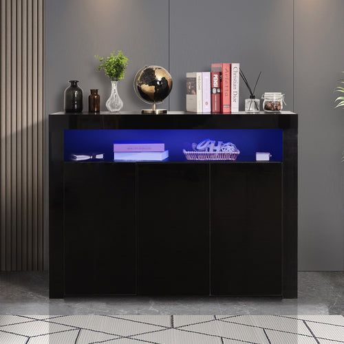 1st Choice Modern Sideboard Storage Cabinet Black High Gloss
