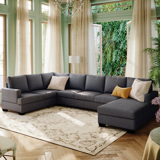 1st Choice Ustyle Modern Large Upholstered  U-Shape Sectional Sofa - Grey
