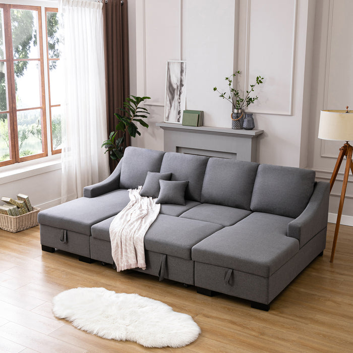 1st Choice Upholstery Sleeper Sectional Sofa with Double Storage Spaces