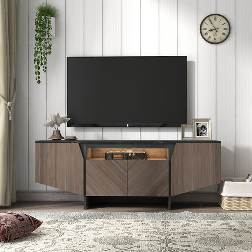 1st Choice 68" TV Stand Console Table Storage Cabinet with LED Lightswitch