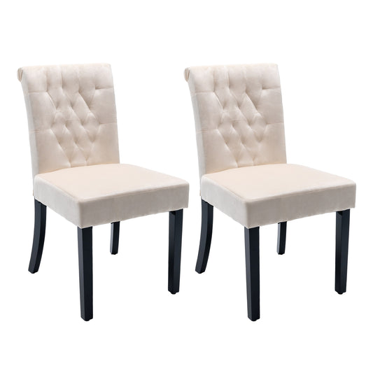 1st Choice Velvet Tufted Height Back Beige Dining Chair - Set of 2