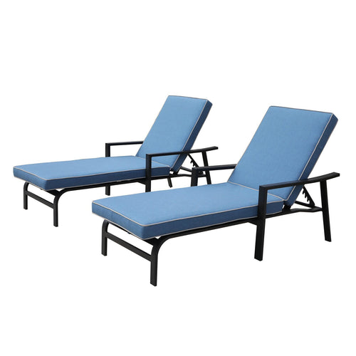 1st Choice Modern Outdoor Relaxation Blue Chaise Lounge - Set of 2