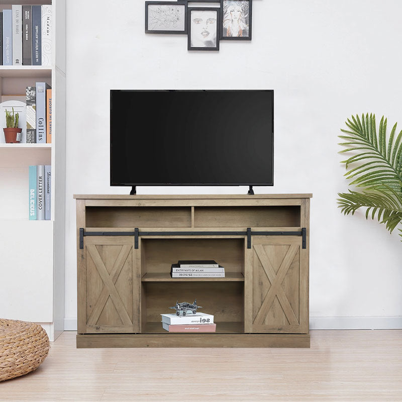 1st Choice TV Stand Sliding Barn Door Farmhouse Wood Entertainment Center