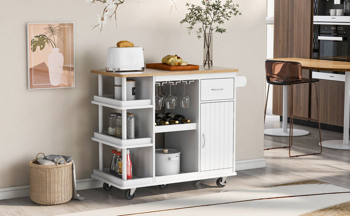 1st Choice Multipurpose Kitchen Cart Cabinet with Side Storage Shelves