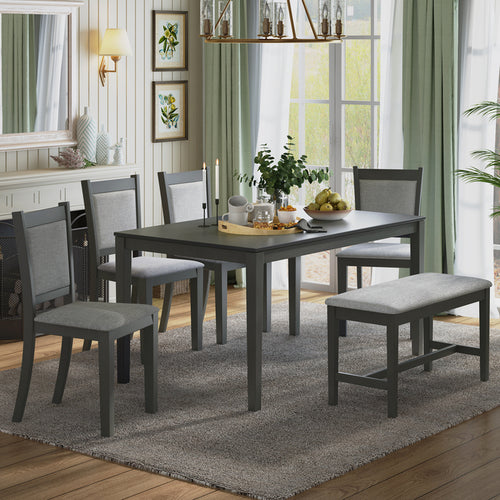 1st Choice Rustic Solid Wood Dining Table Set - Grey Farmhouse Furniture