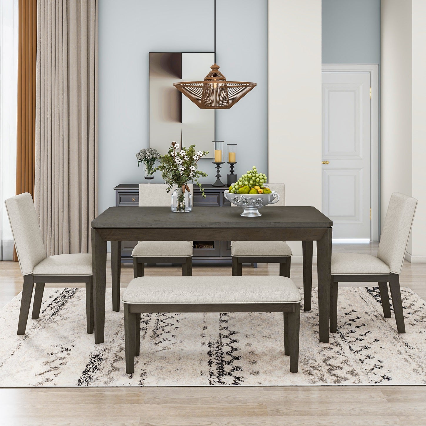 1st Choice 6 Piece Dining Table Set with Upholstered Dining Chairs