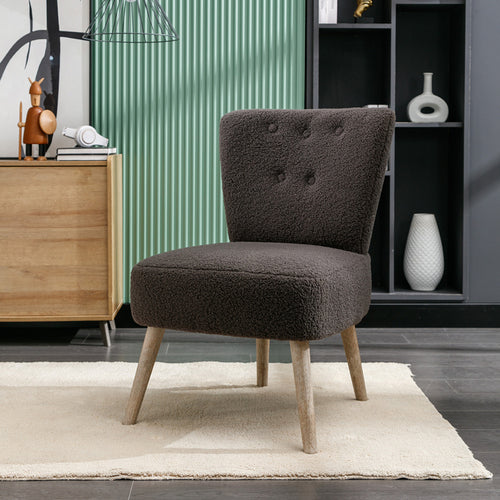 1st Choice Modern Fabric Button Accent Slipper Chair With Wooden Legs