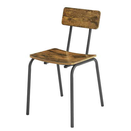 1st Choice Modern Dining Table and Chair Set With Curved Back in Rustic Brown