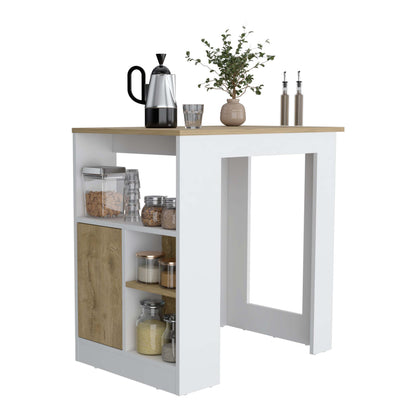 1st Choice Modern Masset Kitchen Island with Side Shelve in White