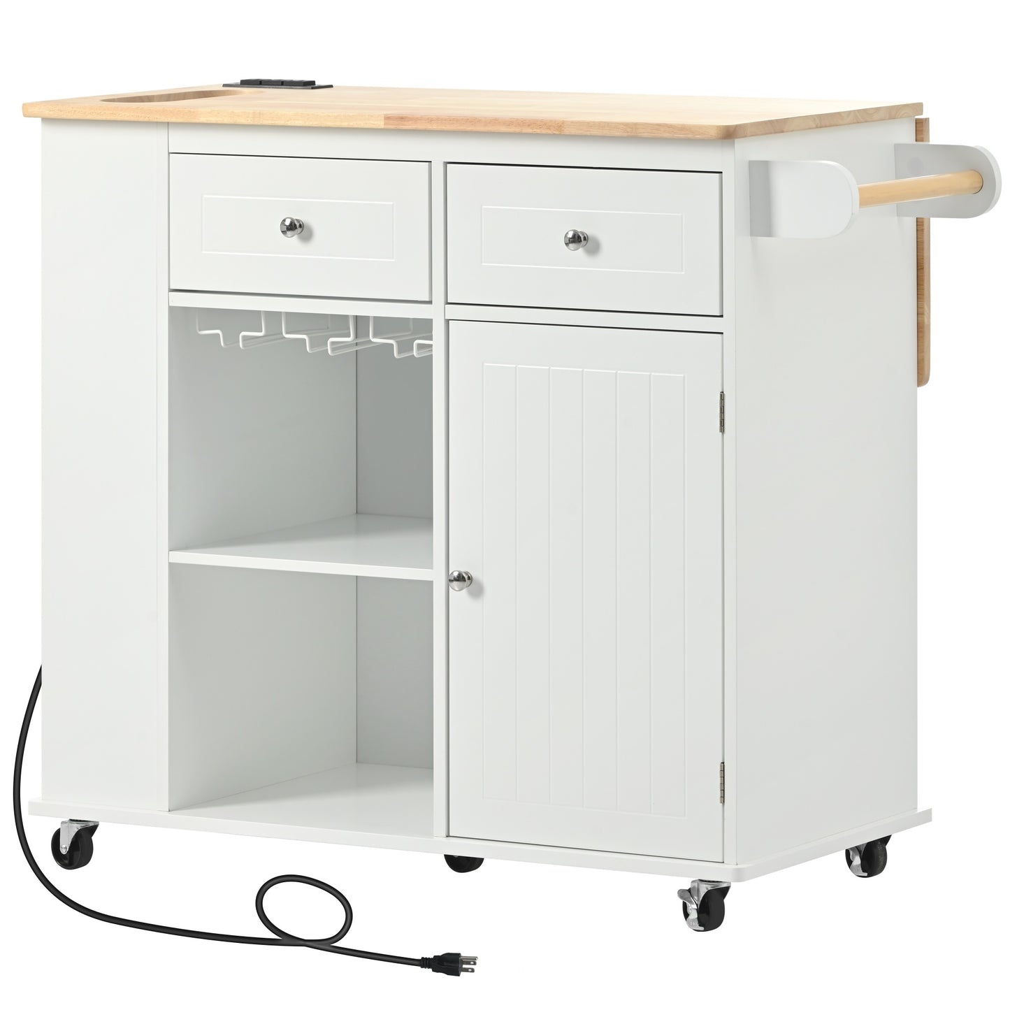 1st Choice Modern Kitchen Island Adjustable Storage with Power Outlet