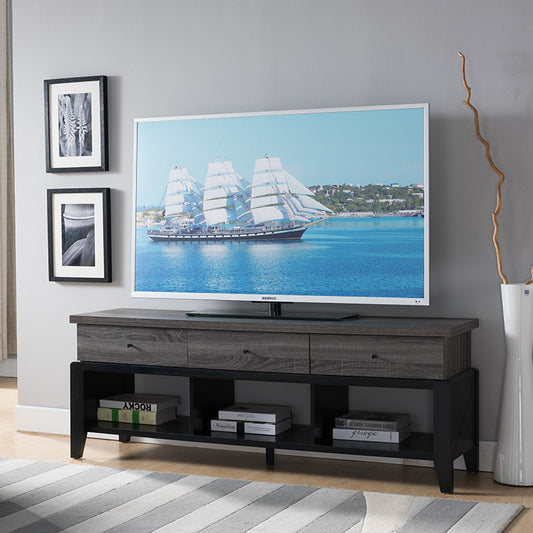 1st Choice Modern Spacious TV Stand Distressed in Grey & Black