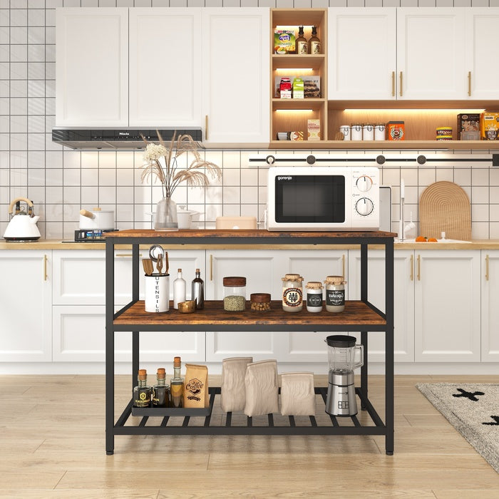 1st Choice Industrial Kitchen Island Shelf Large Worktop - Rustic Brown