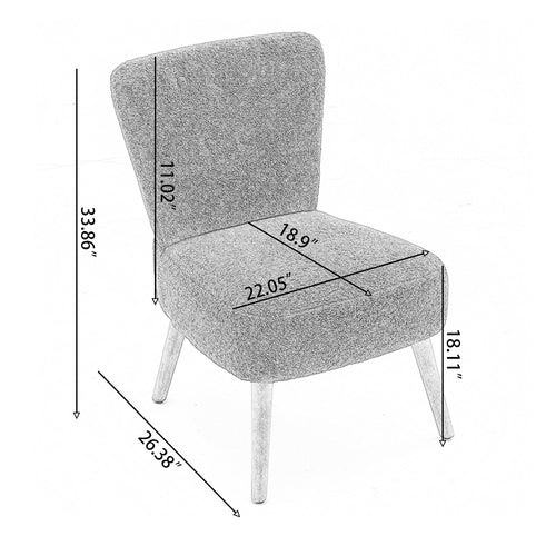 1st Choice Modern Fabric Button Accent Slipper Chair With Wooden Legs