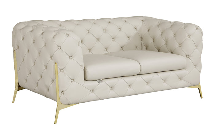 1st Choice Modern Global United Top Grain Italian Leather Loveseat in Beige