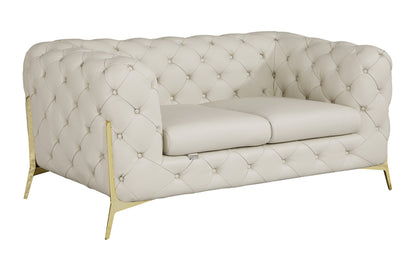1st Choice Modern Global United Top Grain Italian Leather Loveseat in Beige