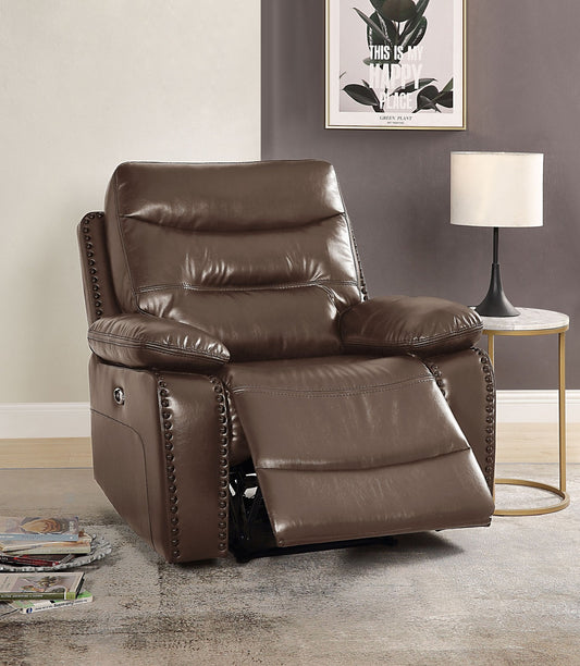 1st Choice Power Motion Brown Leather-Gel Match 55423 Recliner in Brown