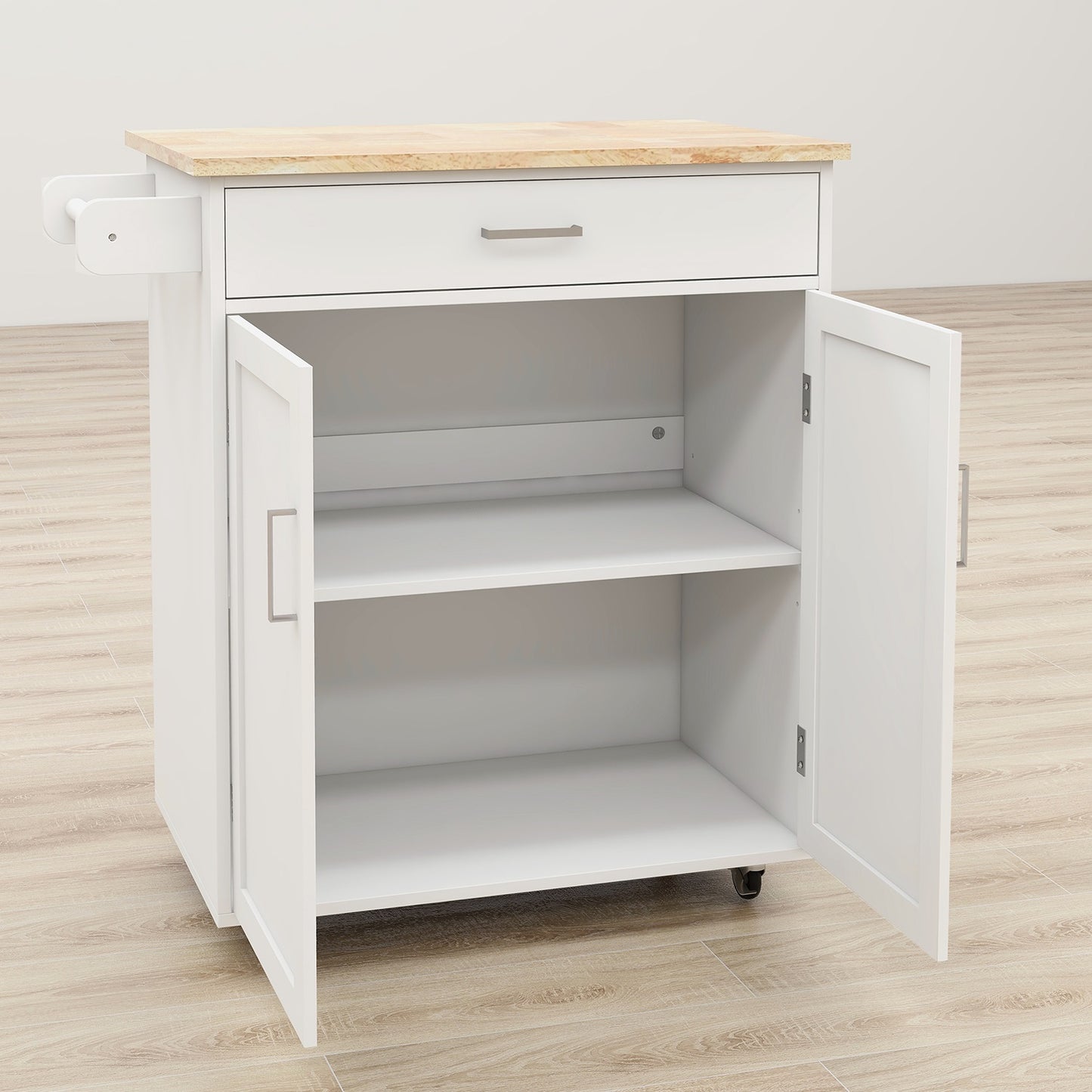 1st Choice Modern Kitchen Island Rolling Trolley Cart With Towel Rack