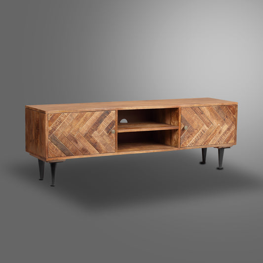 1st Choice TV Cabinet Herringbone with 2 Door Back MDF Metal Leg KD