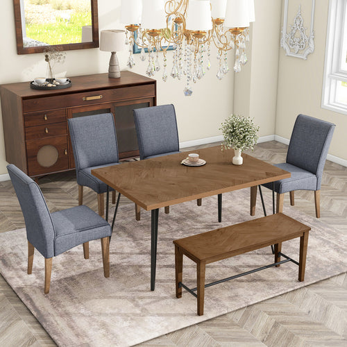 1st Choice Modern & Rustic 6-Piece Dining Set - Elegant Chairs, Sturdy Table