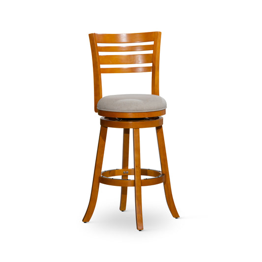 1st Choice Modern Natural Finish 30" Bar Height Slat Back Swivel Stool