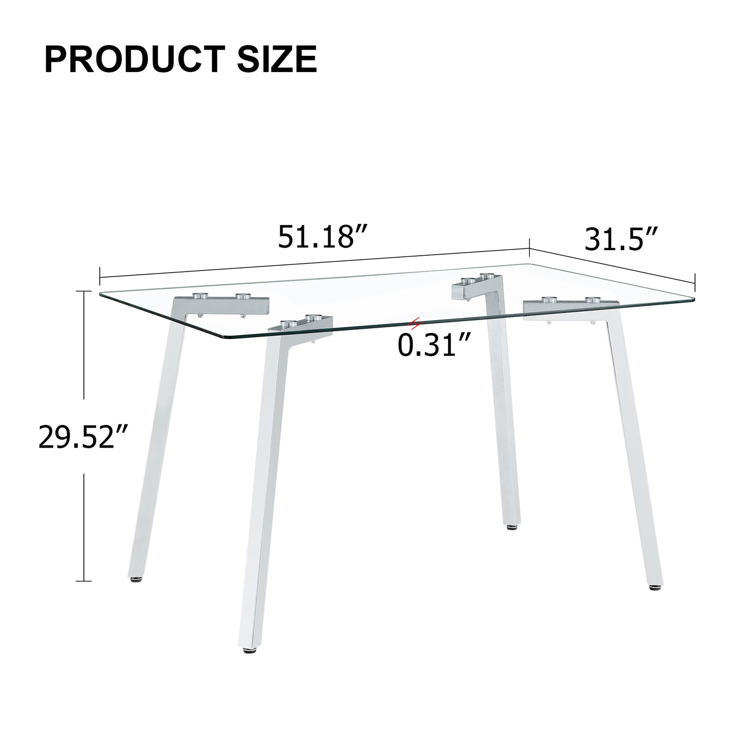 1st Choice Modern Glass Dining Table with 4 Black Dining Chair Set