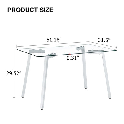 1st Choice Modern Glass Dining Table with 4 Black Dining Chair Set