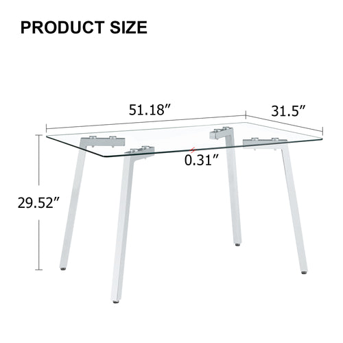 1st Choice Modern Glass Dining Table with 4 Black Dining Chair Set