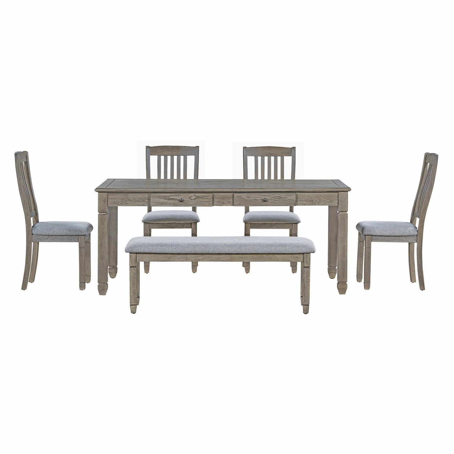1st Choice 6-Piece Retro 72'L Rectangular Dining Table Set with 4 Drawers