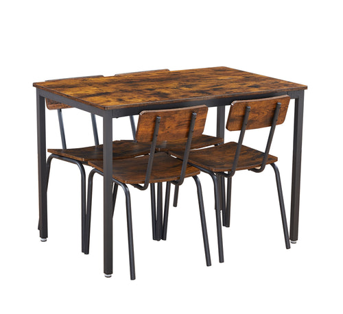 1st Choice Modern Dining Table and Chair Set With Curved Back in Rustic Brown