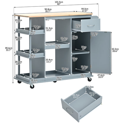 1st Choice Multipurpose Kitchen Cart Cabinet with Side Storage Shelves