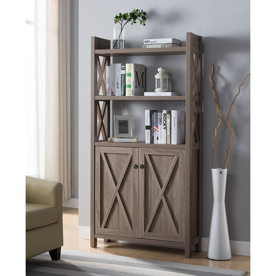 1st Choice Modern Stylish Wood Bookcase Storage in Dark Taupe
