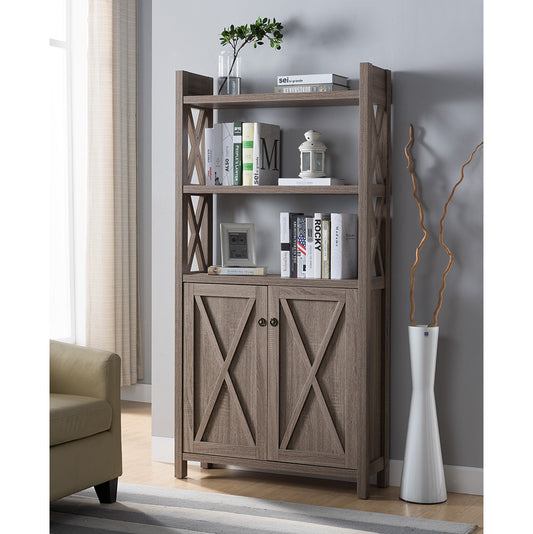 1st Choice Modern Stylish Wood Bookcase Storage in Dark Taupe