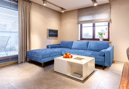 1st Choice Modern Elegant Laf Living Room Sectional in Denim Blue
