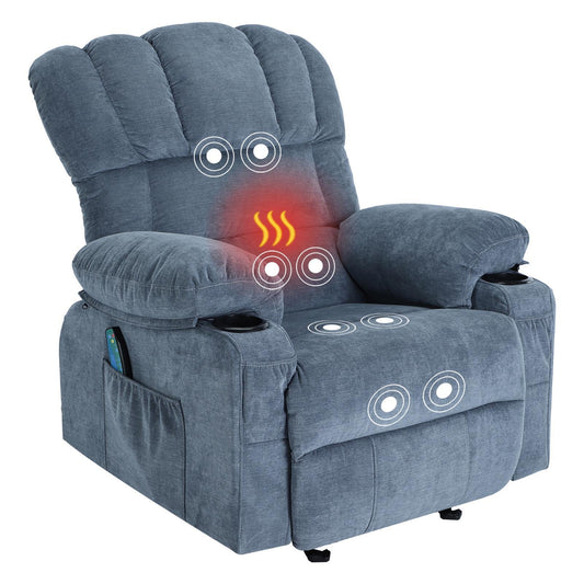 1st Choice Modern Recliner Chair Massage Heating sofa with USB in Blue